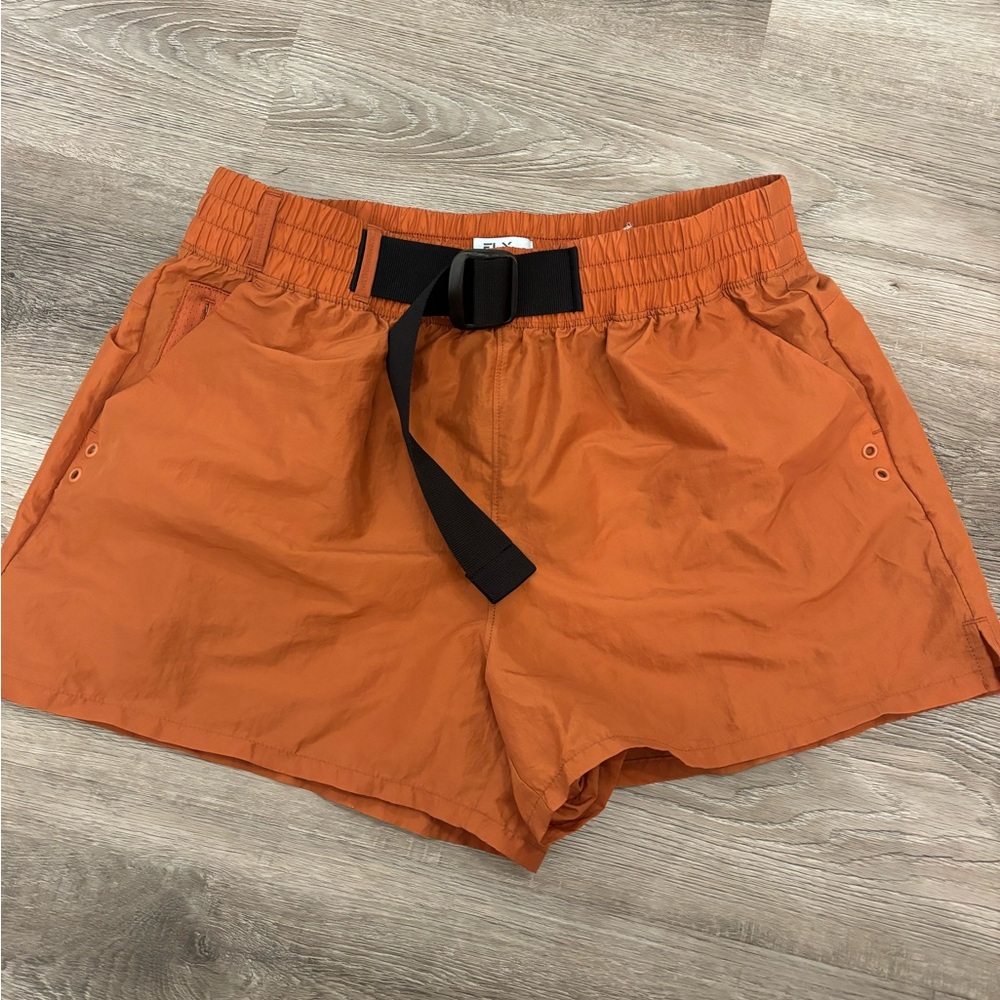 FLX orange belt shorts active shorts orange size medium pockets